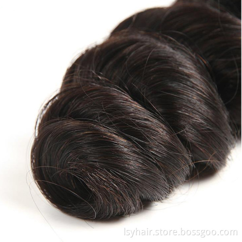 Free Shipping Brazilian Loose Wave Bundles With Closure 100% Remy Hair 3 Bundles With 4*4 Lace Closure Free Part